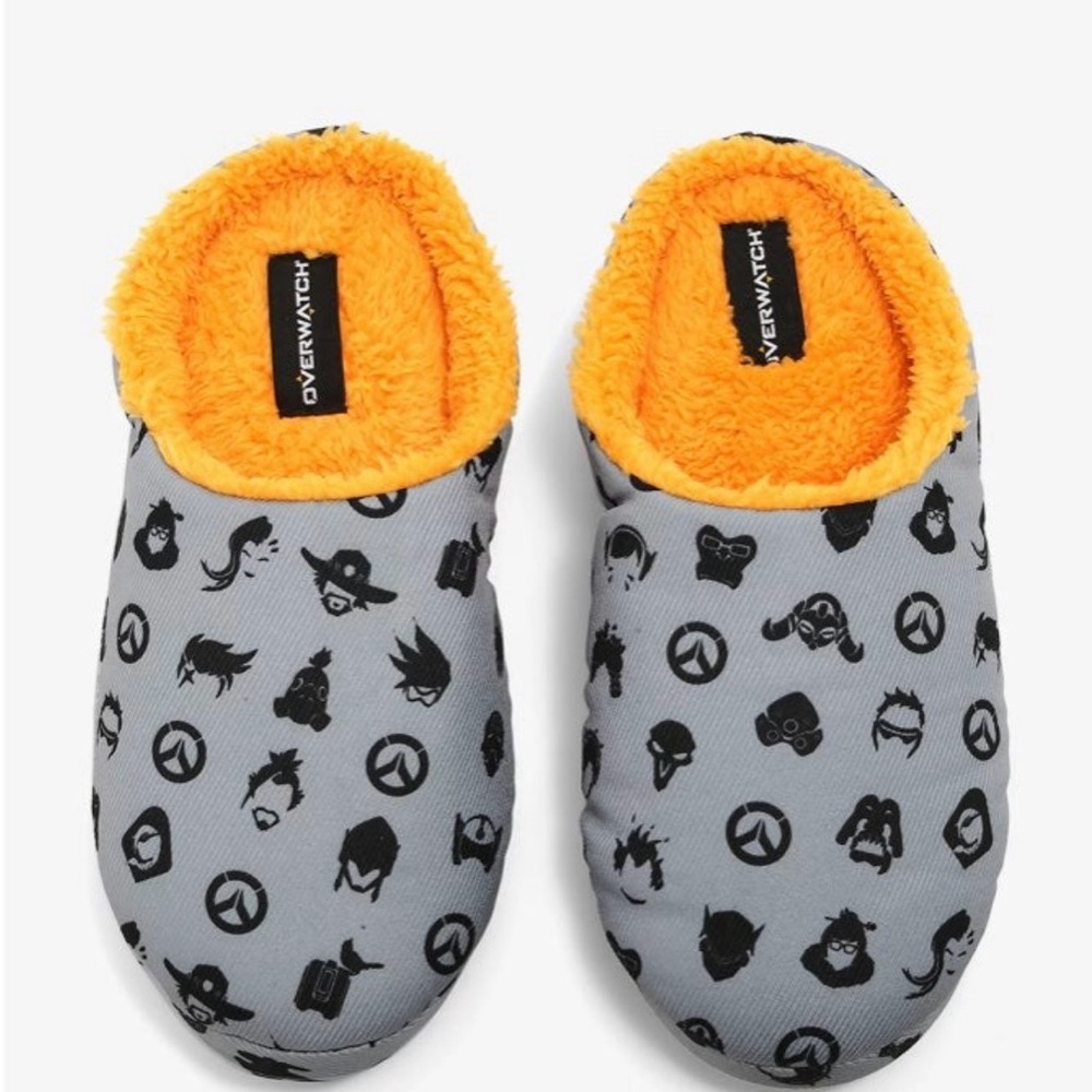 Overwatch Gray & Orange Character Logo Slippers